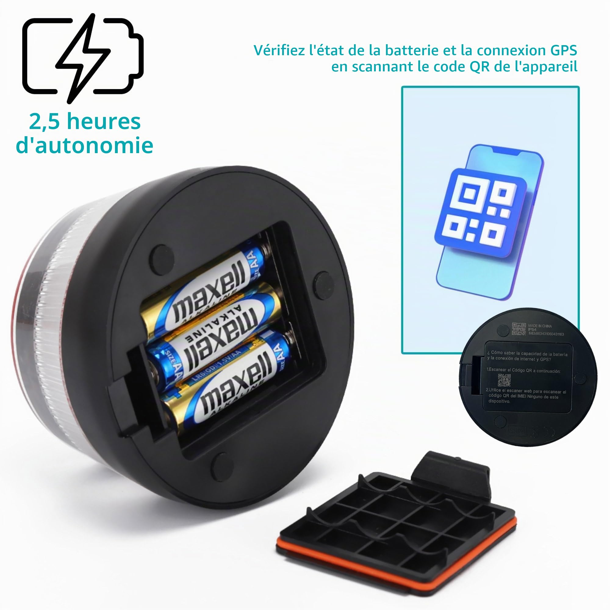 Lot de 2Feux d'urgence pourVoiture DGT 3.0 homologués DGT avec géolocalisationBalise V16 connectéeLumière dePanne pourVoiture avec GPS etBase aimantée