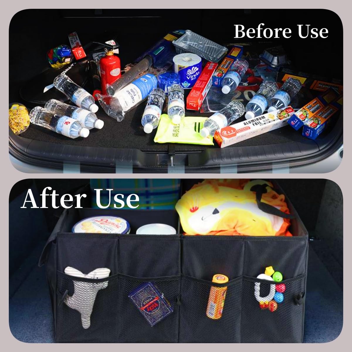 Organizer Pieghevole Per Bagagliaio Auto In Nylon 600D - 52x38x26 Cm, 9 Tasche, Per SUV, Furgoni E Viaggi
