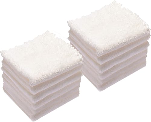 Kyapoo Baby Washcloths 12 Pack 12x12 Inches Microfiber Coral Fleece Extra Absorbent and Soft for Newborns, Infants and Toddlers-White