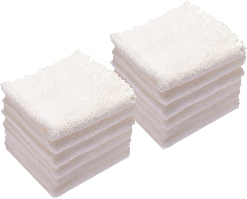 Baby Washcloths 12 Pack 12x12 Inches Microfiber Coral Fleece Extra Absorbent and Soft for Newborns, Infants and Toddlers-White