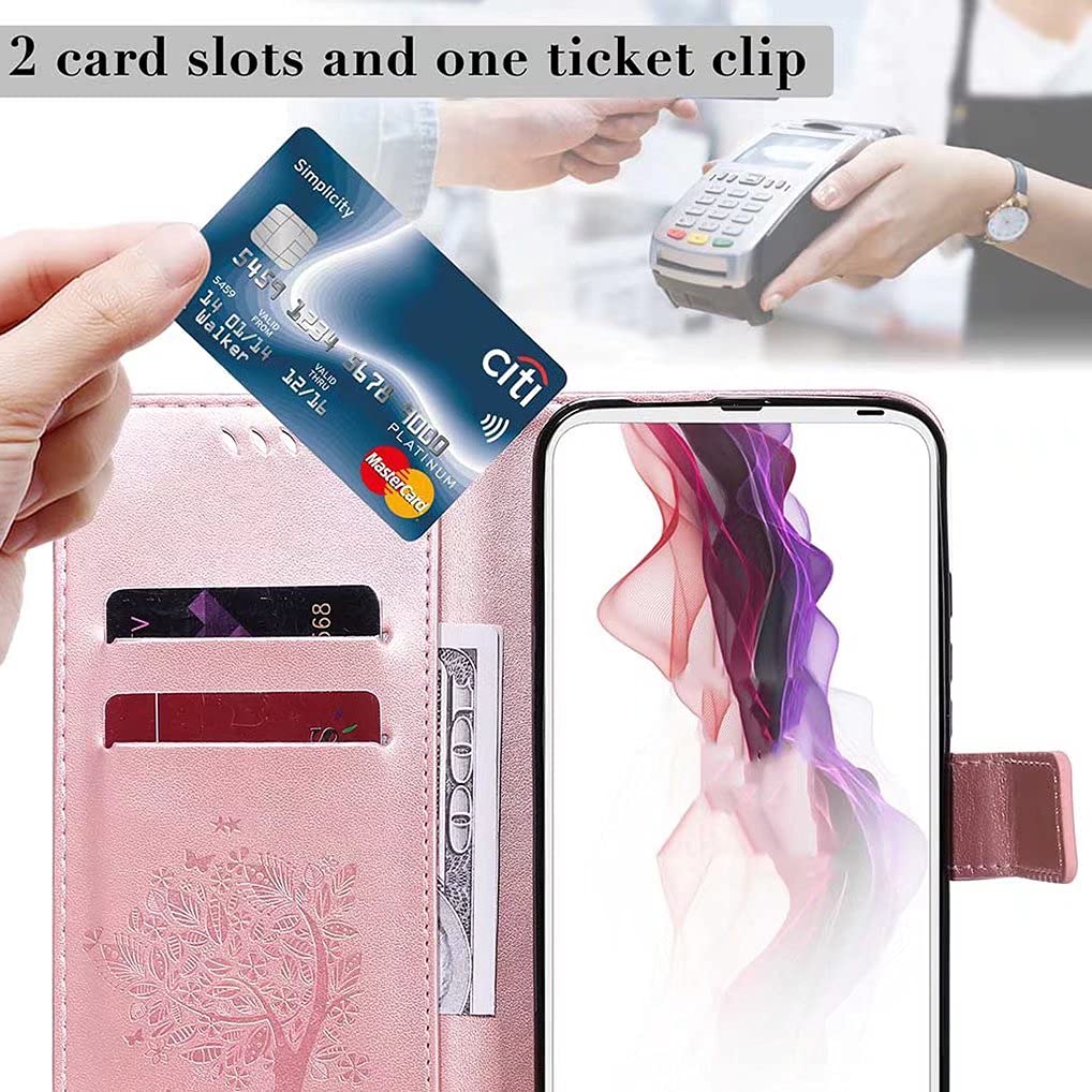 SEAHAI Cover per Oppo Reno 12 PRO 5G Portafoglio, Custodia con Bella Foglie e Gatto in Rilievo Design in Pelle Custodia, Antiurto Case Custodia, Blu