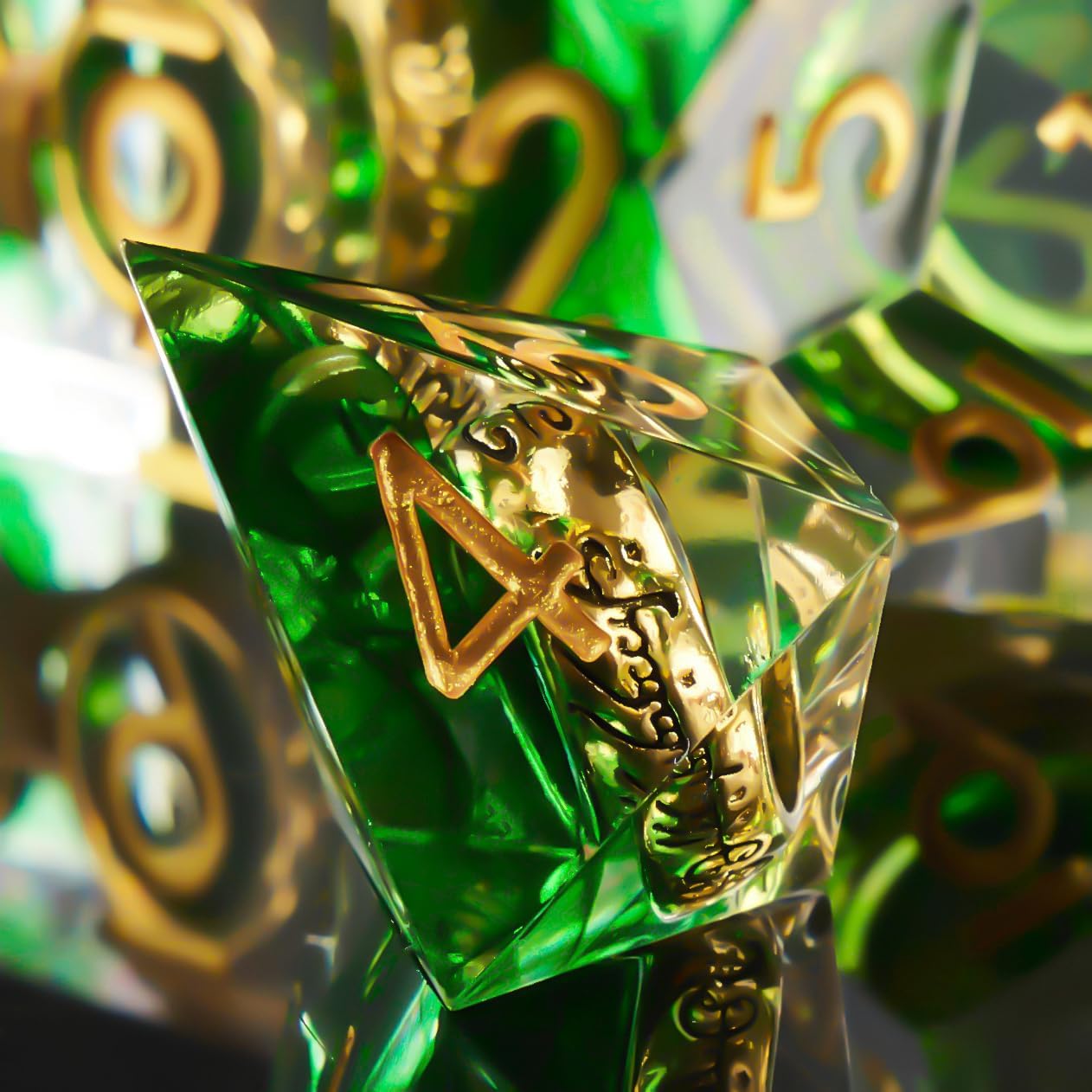 DND Dice Set, The Rings Dice Set for Role Playing Dungeons and Dragons Ttrpg with Gift Box, 7pcs Sharp Edge D&D Dice Handmade Resin Dice RPG Games Dice Set(Green)