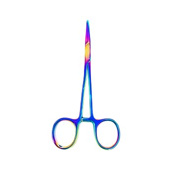 Mosquito Hemostat Forceps Straight 5" German Stainless Steel with Multi Color Rainbow Titanium Coating by ArtZone