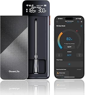 GoveeLife Bluetooth Wireless Meat Thermometer with Digital Standalone LCD Base, WiFi Unlimited Range, ±1.8℉ Accuracy, Food Grade Internal Ambient Sensor Probes for Kitchen, BBQ, Grill, Oven, Smoker