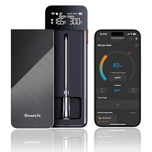Miniatura 9 de GoveeLife Termómetro inalámbrico Bluetooth para carne con 4 sondas, alcance WiFi ilimitado, precisión de ±1.8℉, termómetro digital de alimentos para