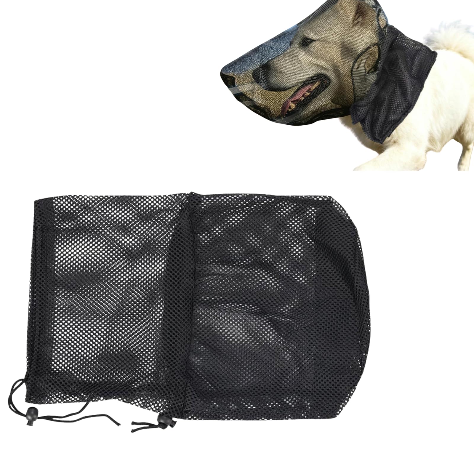 Dog Face Net, Mesh Dog Face Cover with Breathable Design, Dogs Head Protector for Hiking Picnic Garden Lawn Camping (Black_S)