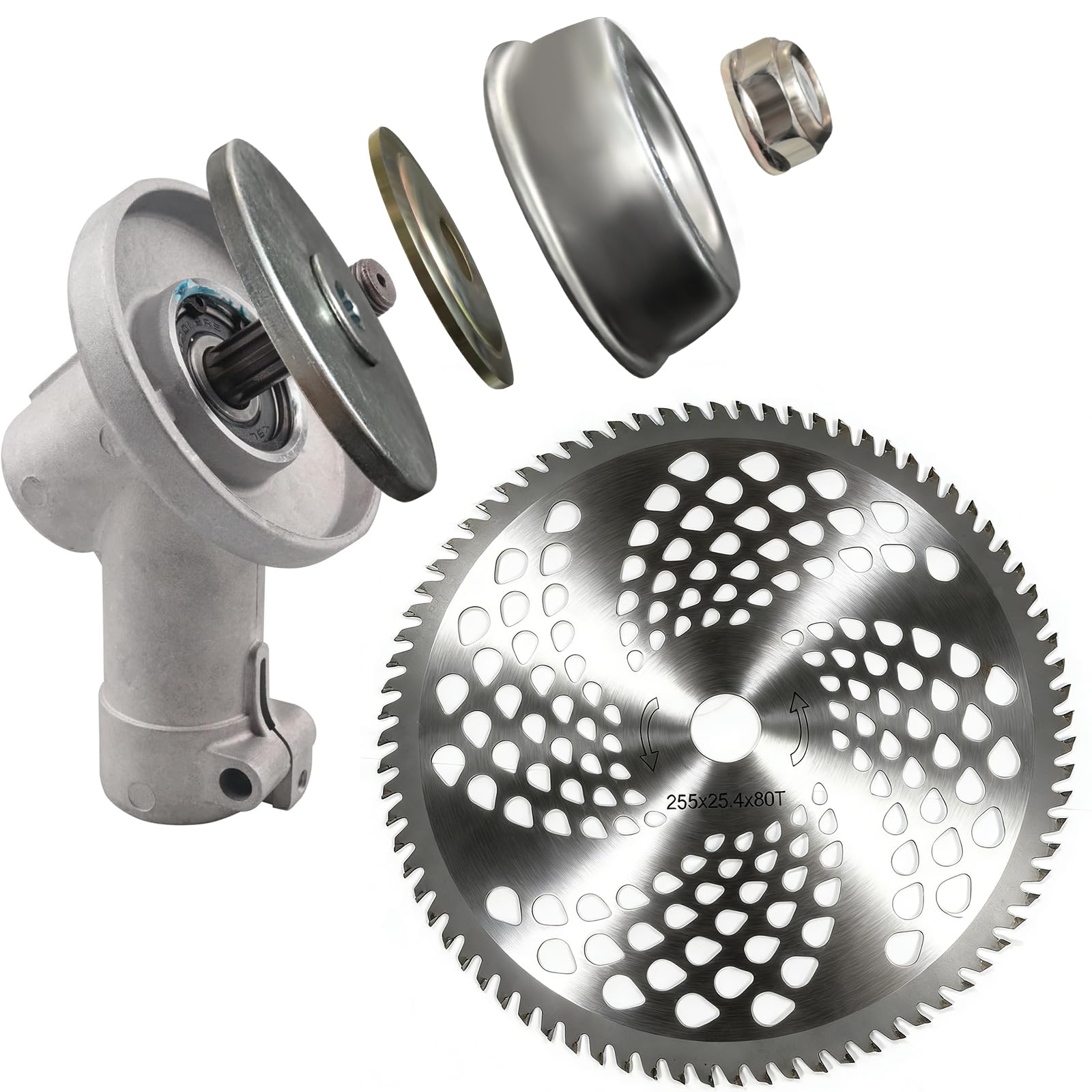 Cuchilla de 80T de 10" con cabezal reductor para desbrozadora Stihl FS56C y FS70