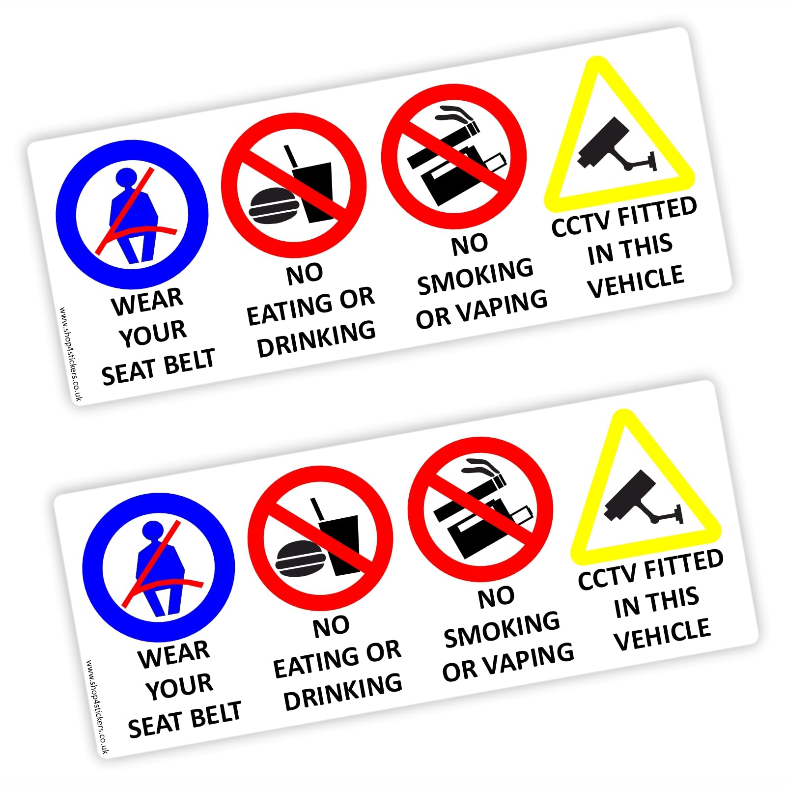 Platinum Place Externally To Surfaces 2 X T22e Sticker Seat Belt No Smoking Vaping Food Drink Cctv Taxi Warning Sign Stickers Eating Drinking Notice Car Vehicle Health And Safety (Externally To Surfaces)