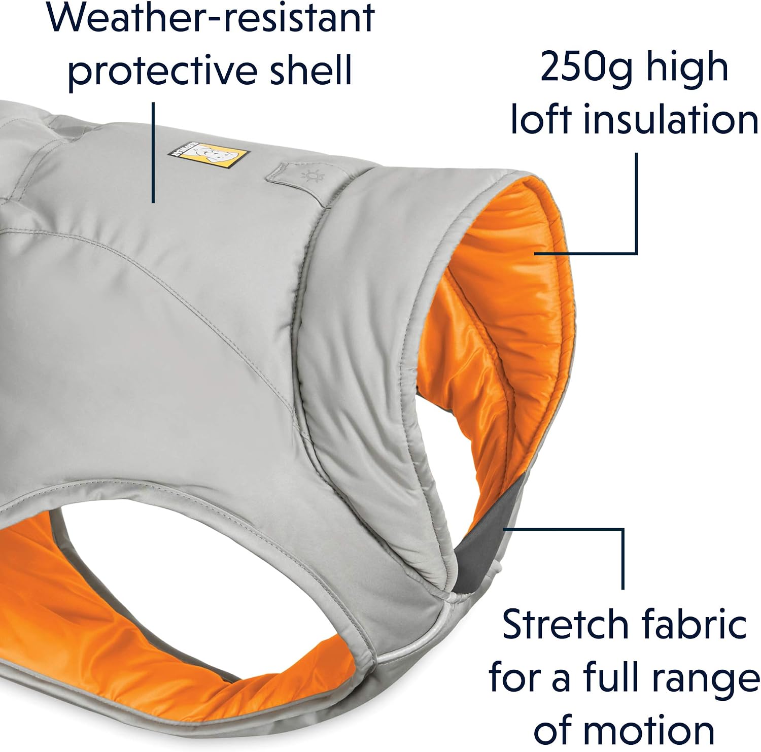 RUFFWEAR Quinzee Ultra Warm Winter Dog Coat with leash Portal & Stuff Sack - Cloudburst Grey -05602-045L1 XL - Image 4