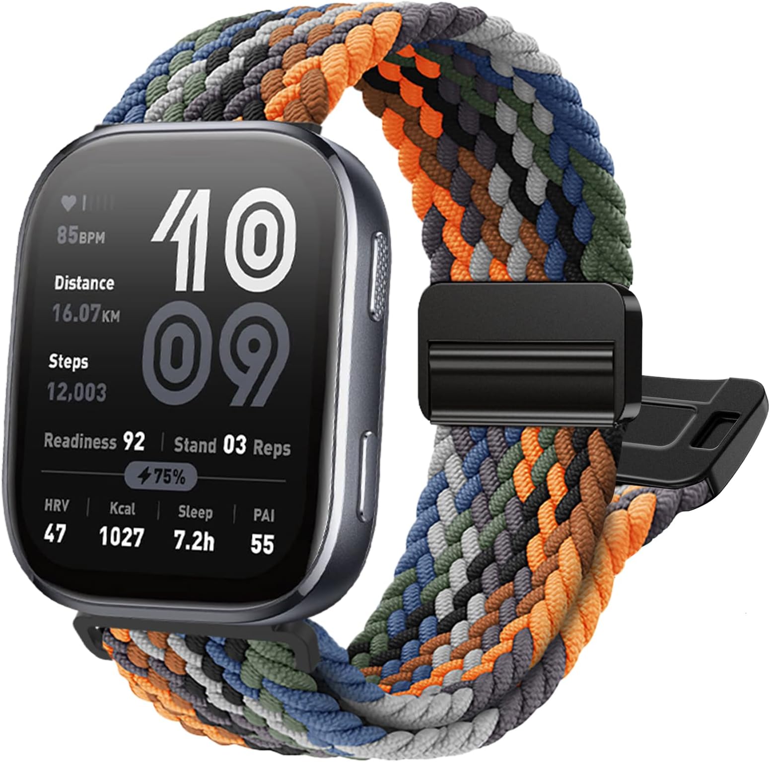 Braided-Band Compatible with Amazfit-Bip 6/5,22mm Upgrade Magnetic Band for Amazfit Active Max Helio GTR 4/3 Pro/3/2e/2/GTR 47mm Stratos 3/2/2s Pace Men Women Breathable Stretchy