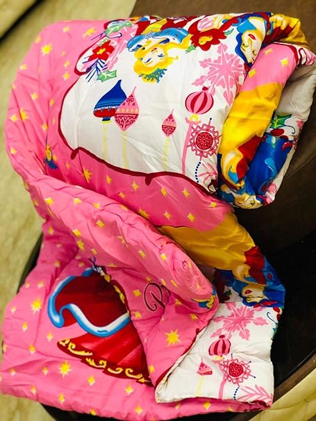 Amazin Homes Lightweight Reversible Single Bed Comforter for Kids Designer Cotton Ultra Soft Panel Printed Duvet AC Dohar Blanket (60x100 inches)