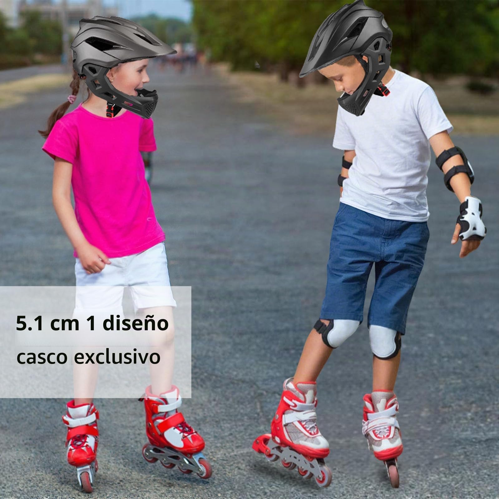 Casco Integral de Motocross para Niños y Niñas - Protección para Motocicleta y Bicicleta de Montaña