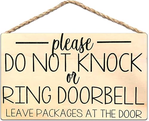 Letrero de madera rústica con texto en inglés Please Do Not Knock Or Ring Doorbell, de 10 x 5 pulgadas