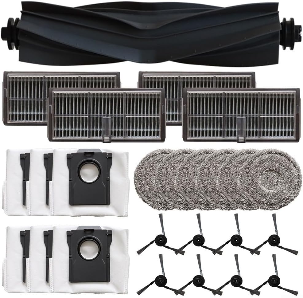 15/25 Pcs Replacement Parts For MOVA P10 Pro For Ultra Vacuum Cleaner, Complete Maintenance Kit For MOVA P10 Pro For Ultra Features Main Brush, Side Brushes And Mop Cloths(25Pcs)
