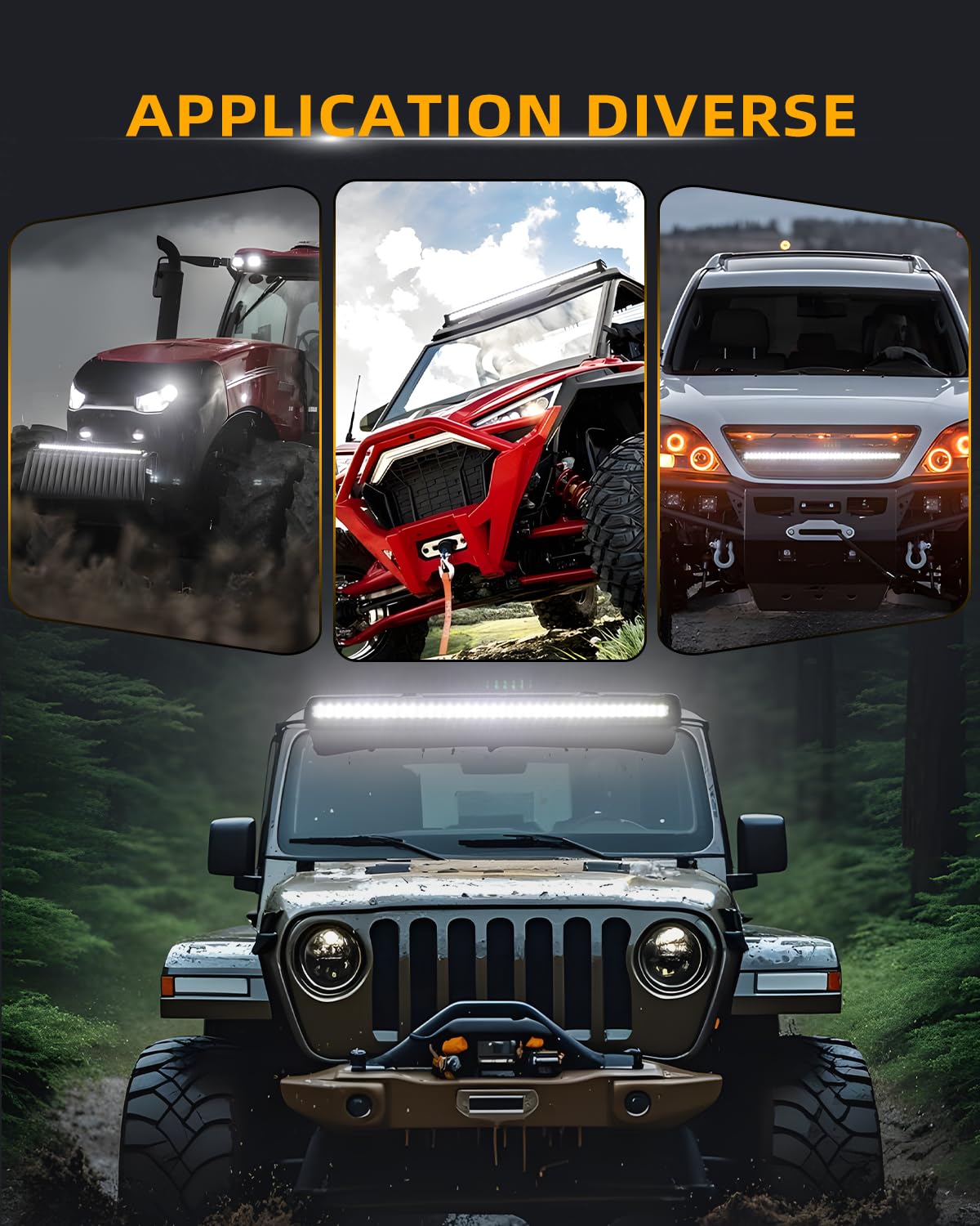 CO LIGHT Barre LED 32 Pouces Double Rangée Faisceau Combiné pour Conduite Tout-Terrain avec Supports de Fixation et Réflecteurs 6D Adaptée aux Camions Voitures Cabines Bateaux ATV/UTV