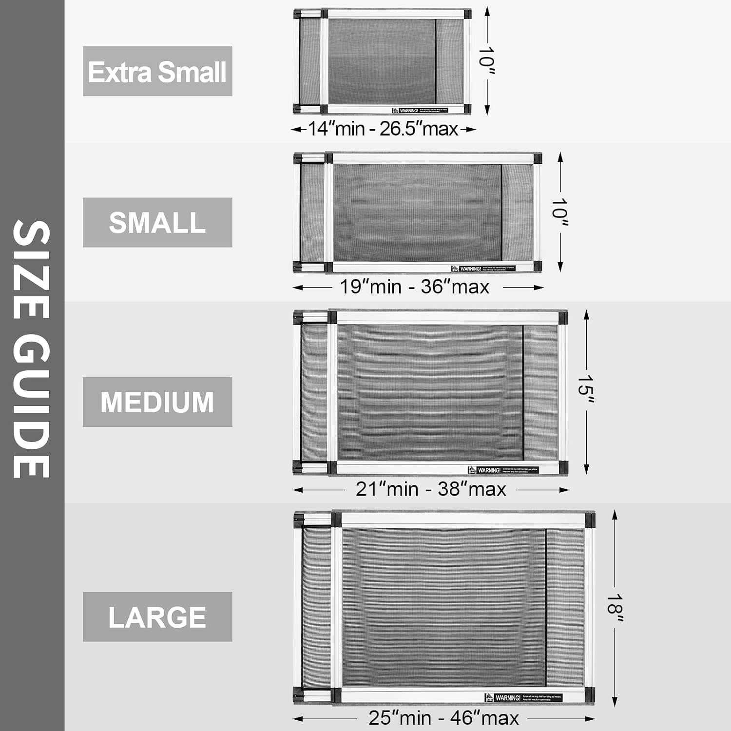 Yoochee Expandable Window Screen, 2 Pack Adjustable Window Screen (10" H x 14" - 26.5" W) - Small Replacement Window Screens with Frame, Durable Replacement Screen for Window