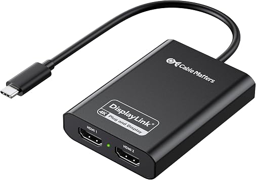 [DisplayLink Certified] Cable Matters USB C to Dual HDMI Adapter | 2x 4K@60Hz, Driver Required for macOS and Windows, for Two Extended Monitors on Mac M1/M2/M3/M4