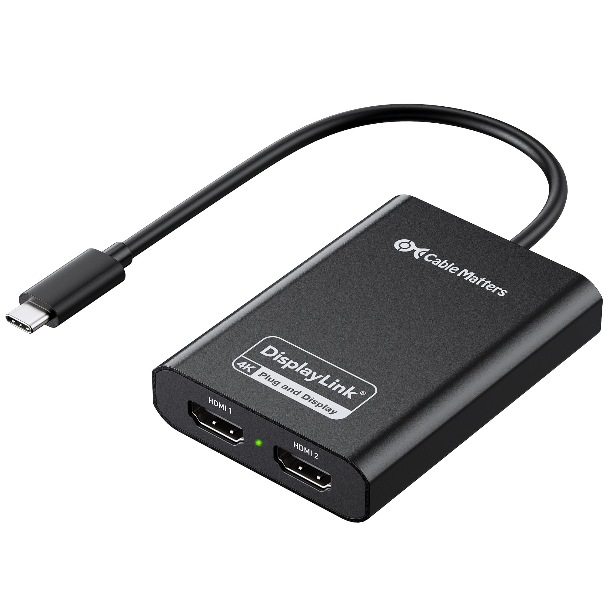 Cable Matters DisplayLink USB C to Dual HDMI Adapter, Supports Dual 4K 60Hz on macOS & Windows, USB C to HDMI Adapter for Two Extended Monitors on Mac