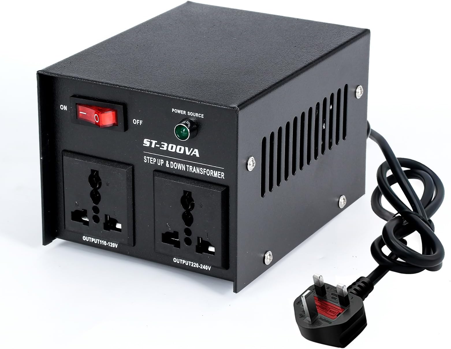 Voltage Converter Transformer 110V/120V/220V/240V Power Step Up/Down Transformer Converter with Resettable Circuit Breaker Protection Universal Socket Household Compact (300, Watts)