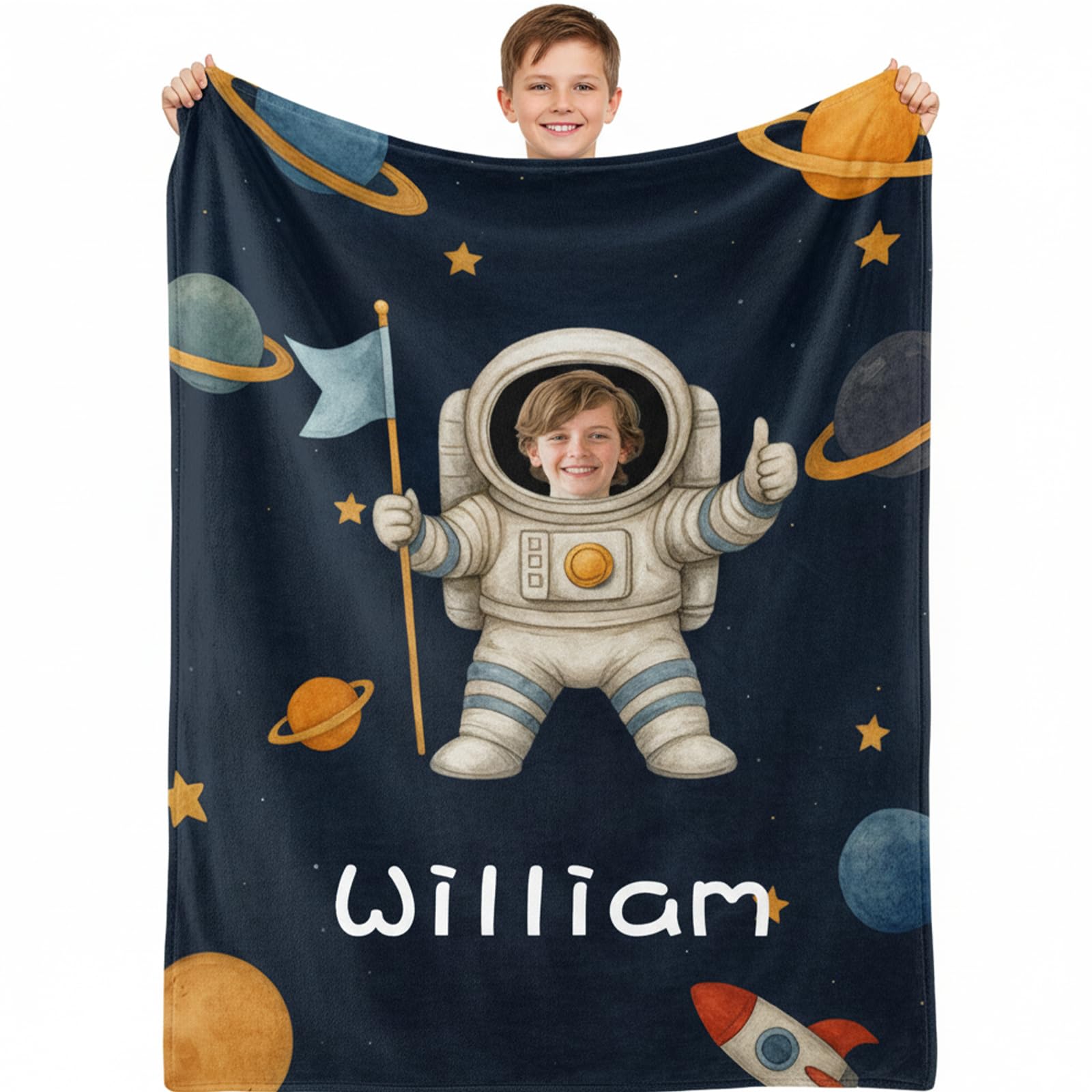 Personalized Baby Blanket with Name, Customized Baby Blankets for Boys