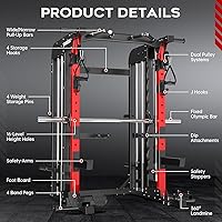 Vista 4 de pooboo Multi-Functional Machine Power Cage, 2000LB Squat Rack, LAT-Pull Down System, Dual Pulley Cable Crossover System, Home Gym Workout Machine
