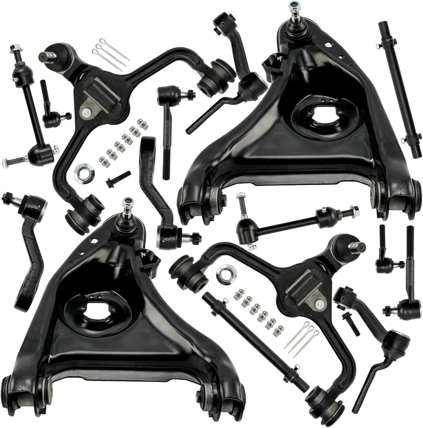 PHILTOP 14pcs Front Suspension Kit for Ford Crown Victoria For Lincoln Town Car For Mercury Grand Marquis1998-2002, Lower Upper Control Arm Inner Outer Tie Rod End Adjusting Sleeve Sway Bar Link