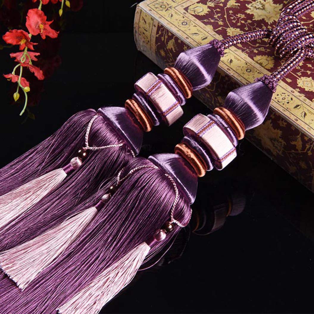 Alzapaños de cortina de color lavanda de lujo para cortinas gruesas, elegantes alzapaños para cortinas de ventana, 1 par, ideal para ventanas de sala de estar y dormitorio