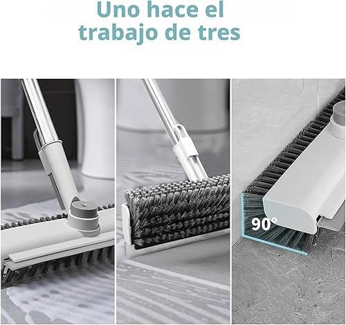 Miniatura 3 de AIR U+ Cepillo de limpieza de suelo con mango largo, raspador 3 en 1 y cepillo de cerdas rígidas de alta resistencia para limpiar ducha, baño,