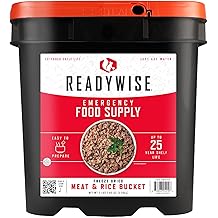 ReadyWise Emergency Food Supply - 88 Servings Meat &amp; Rice Bucket, Freeze Dried Protein Meals, Camping Essentials, Bulk Rice &amp; Survival Food, Disaster Prepping Supplies, up to 25 Year Shelf Life