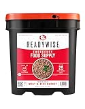 ReadyWise Emergency Food Supply - 88 Servings Meat & Rice Bucket&comma; Freeze Dried Protein Meals&comma; Camping Essentials&comma; Bulk Rice & Survival Food&comma; Disaster Prepping Supplies&comma; up to 25 Year Shelf Life