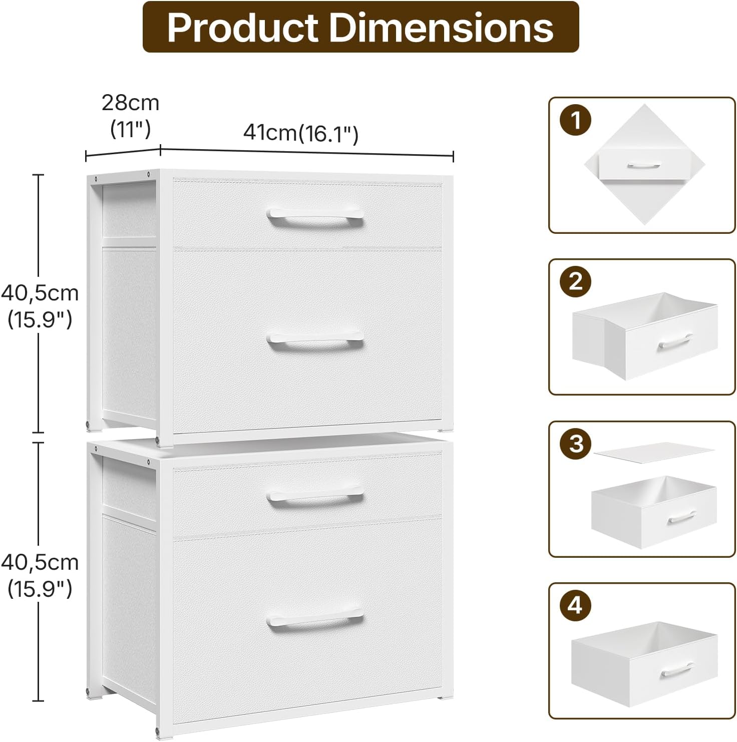 Small Vanity Desk Without Mirror, 2-Pack Stackable Storage Drawers, Fabic Closet Organizers and Storage 2 Drawer Dresser, SZ02WW-DG03L2WW