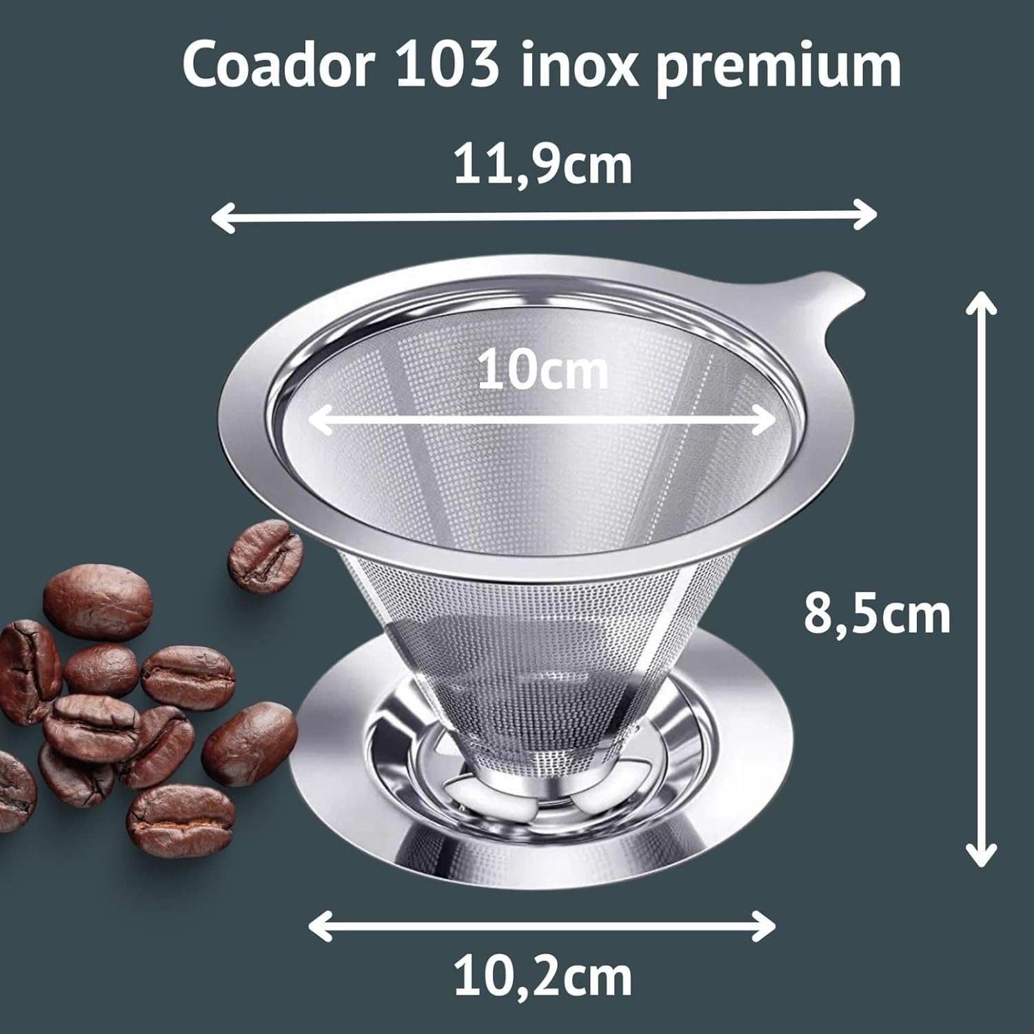 Coador Filtro de Café 103 Inox Reutilizável Sem Uso de Papel e Lavável de Aço Durável para Café Coado Tradicional Artesanal Filtro de Café Resistente Econômico Coador de Café Prático Premium Coador Filtro de Café 103 Inox Reutilizável Sem Uso de Papel e Lavável de Aço Durável para Café Coado Tradicional Artesanal Filtro de Café Resistente Econômico Coador de Café Prático Premium