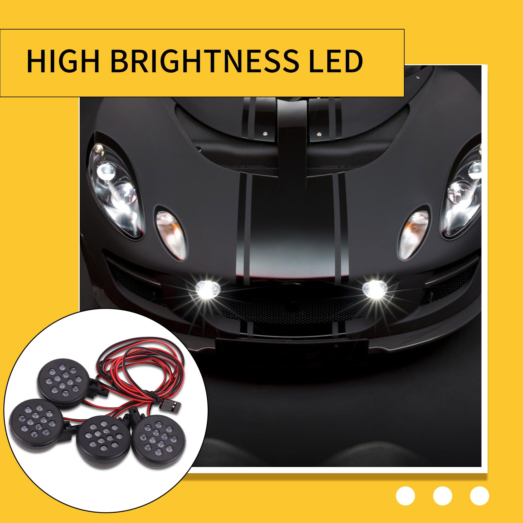 FEETER 4 LED Lights Receiver Kit Plastic Shell Headlights for 1/5 BAJA Rovan Motor 5B RC Car Parts Accessories - Image 2