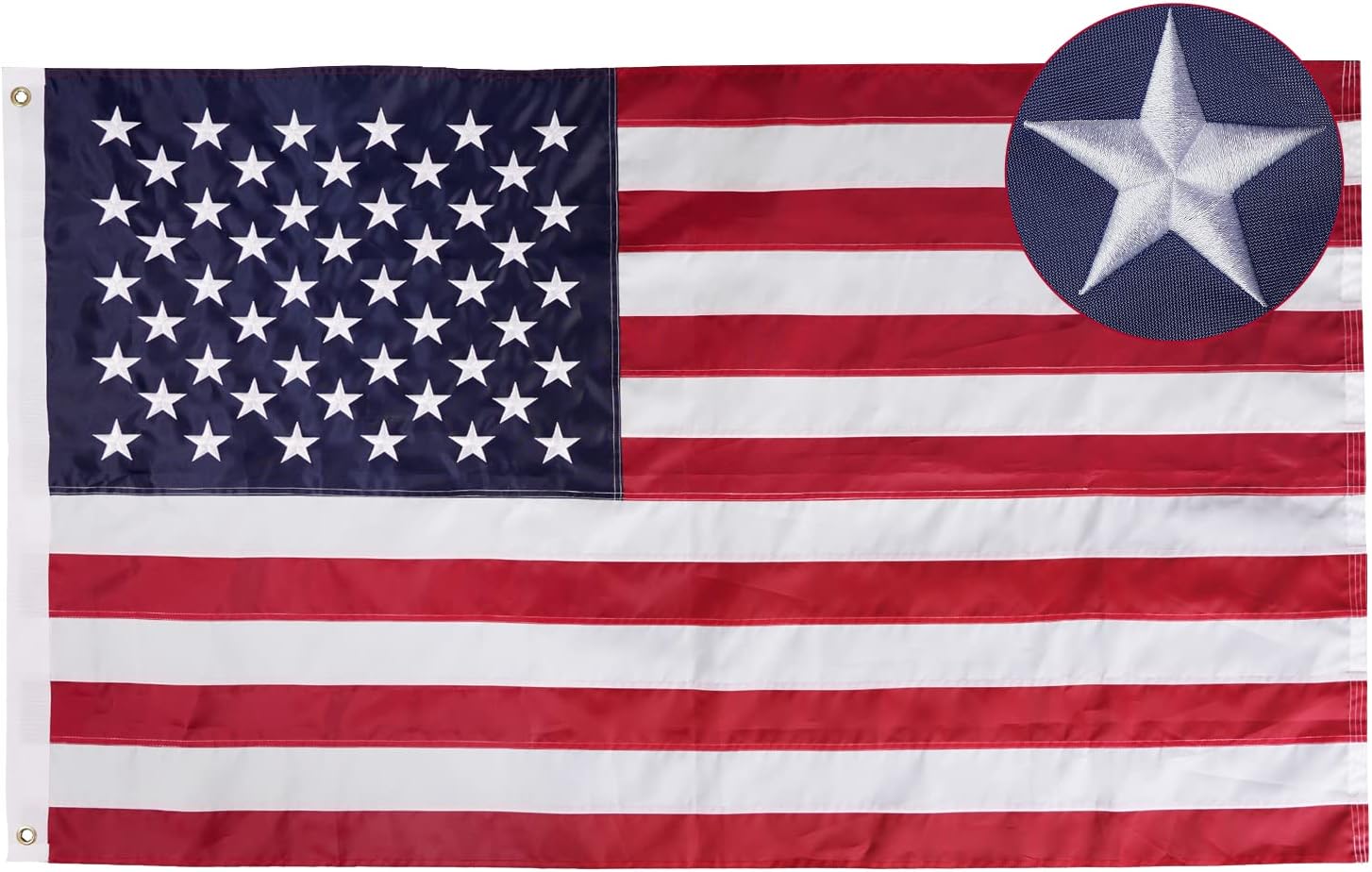 Allied Flag 4x6 Foot Outdoor U.S. Flag - Embroidered Polyester American Flag, 100% Made In USA