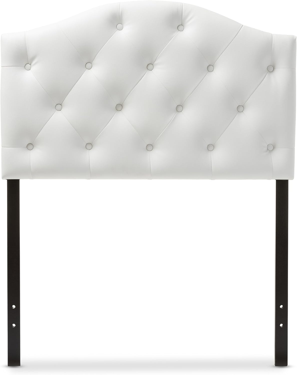 Baxton Studio Myra Modern and Contemporary White Faux Leather Upholstered Button-Tufted Scalloped Twin Size Headboard