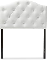 Vista 5 de Baxton Studio Myra - Cabecera tapizada de tela gris moderna y contemporánea, tapizada con botones, tamaño individual