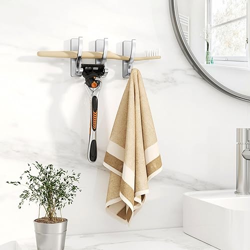 Miniatura 7 de Ganchos adhesivos de pared para toallas, abrigos, ganchos para colgar resistentes (13 libras), gancho de metal para puerta, baño, dormitorio,