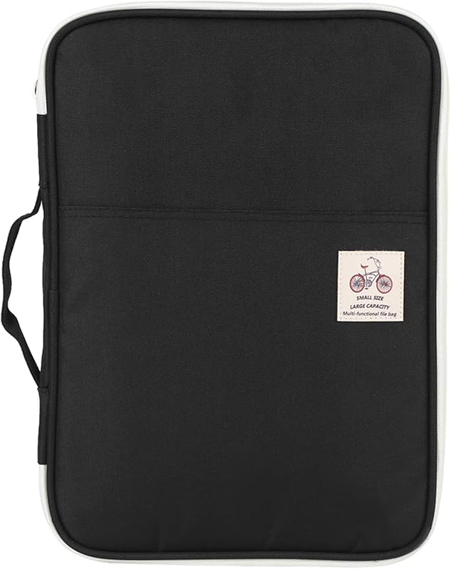 Bolsas para documentos A4, organizador a prueba de agua, bolsa con cremallera para viajes de oficina, organizador de carpetas de archivos, equipo de viaje, bolsa multifuncional para notas (negro)