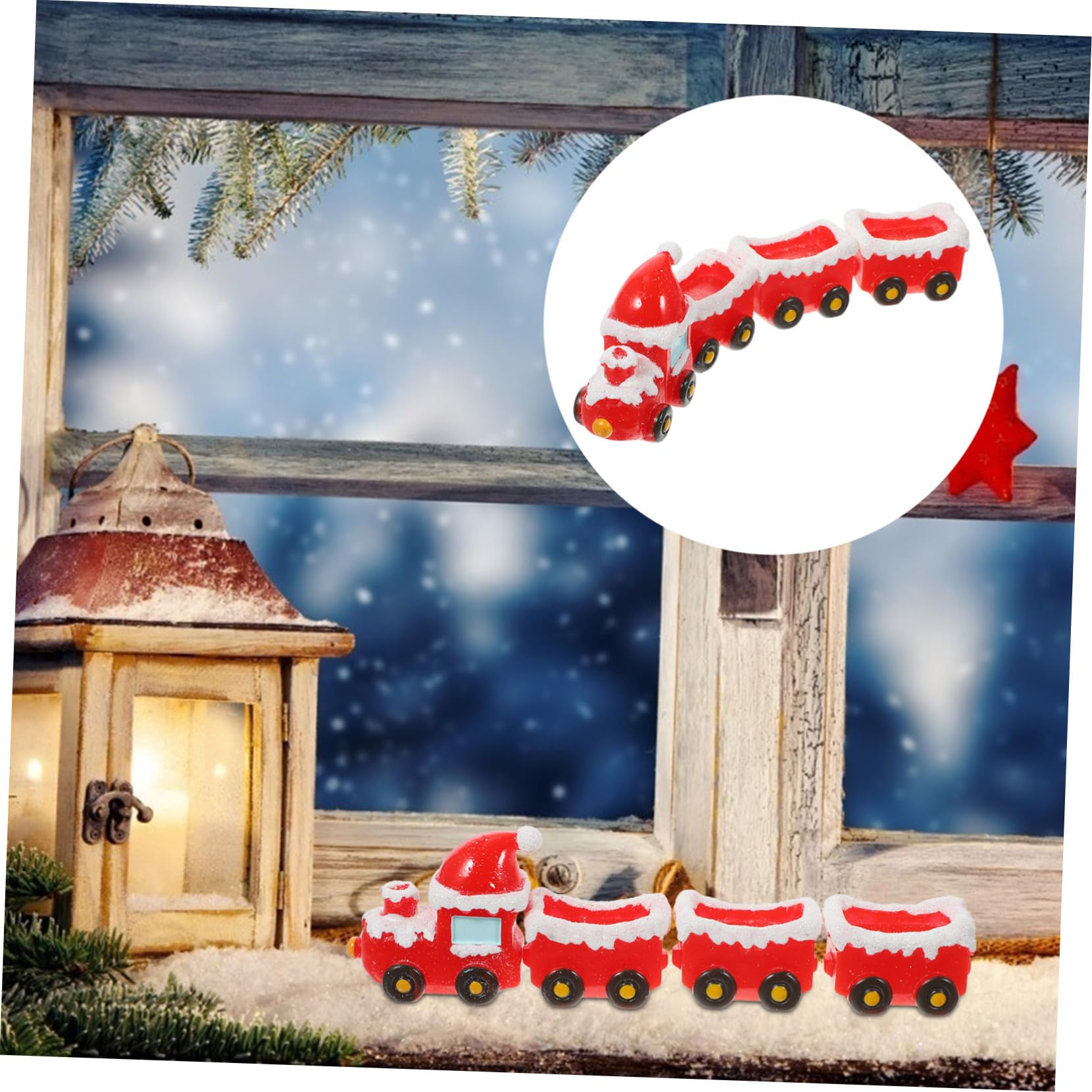 Mikikit 5 Set Ornamenti Del Treno Di Natale Figurina Cervo Scena Del Villaggio Di Natale Micro Articoli Natalizi Arredamento Natalizio Accessori Miniatura Di Natale Resina