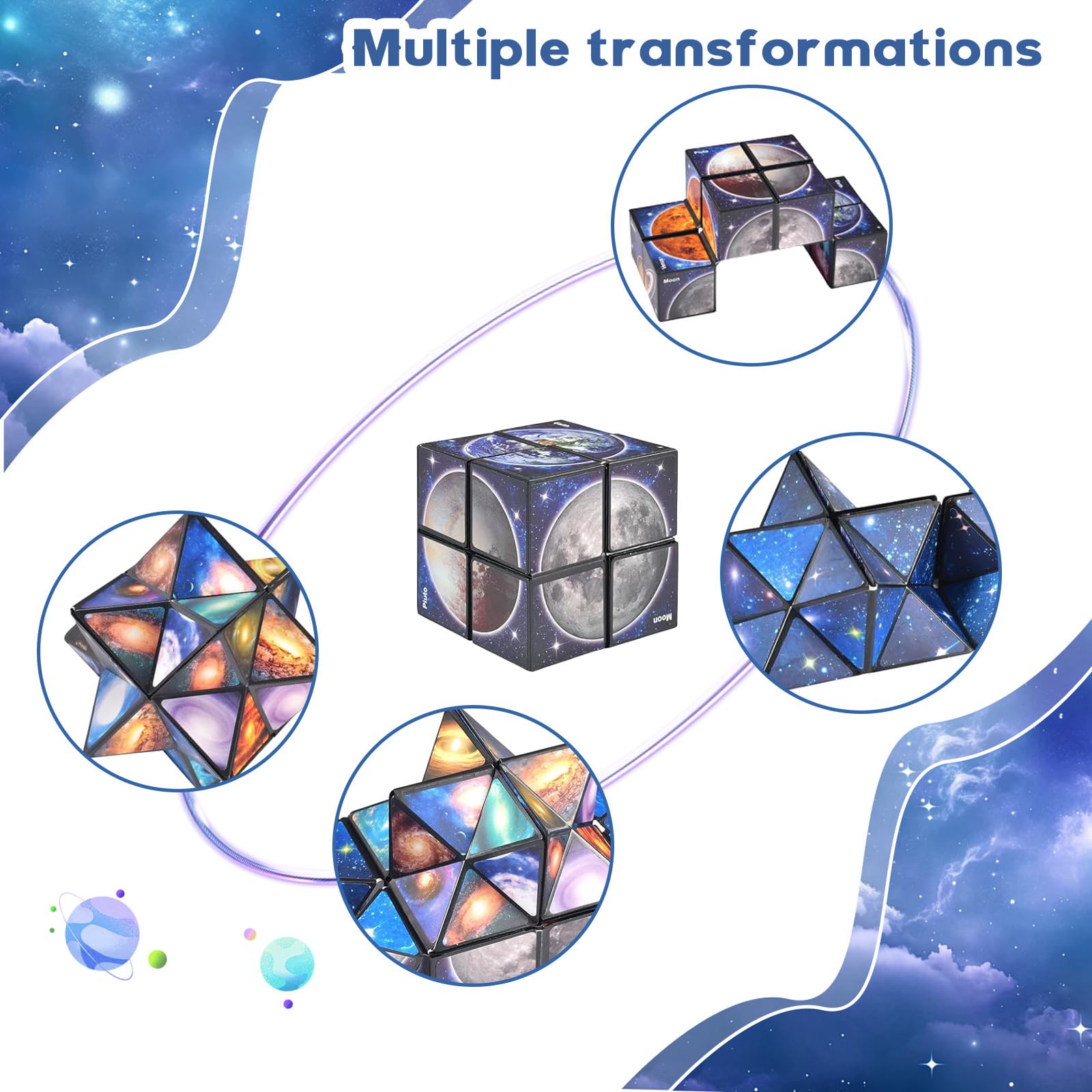 Cube Magique En Forme D'étoile 2 En 1 - Puzzle 3D Infini - Jouet Pour Enfants Et Adultes - Cadeau D'anniversaire De Noël - Cube éducatif Pour Garçons Et Filles De 3