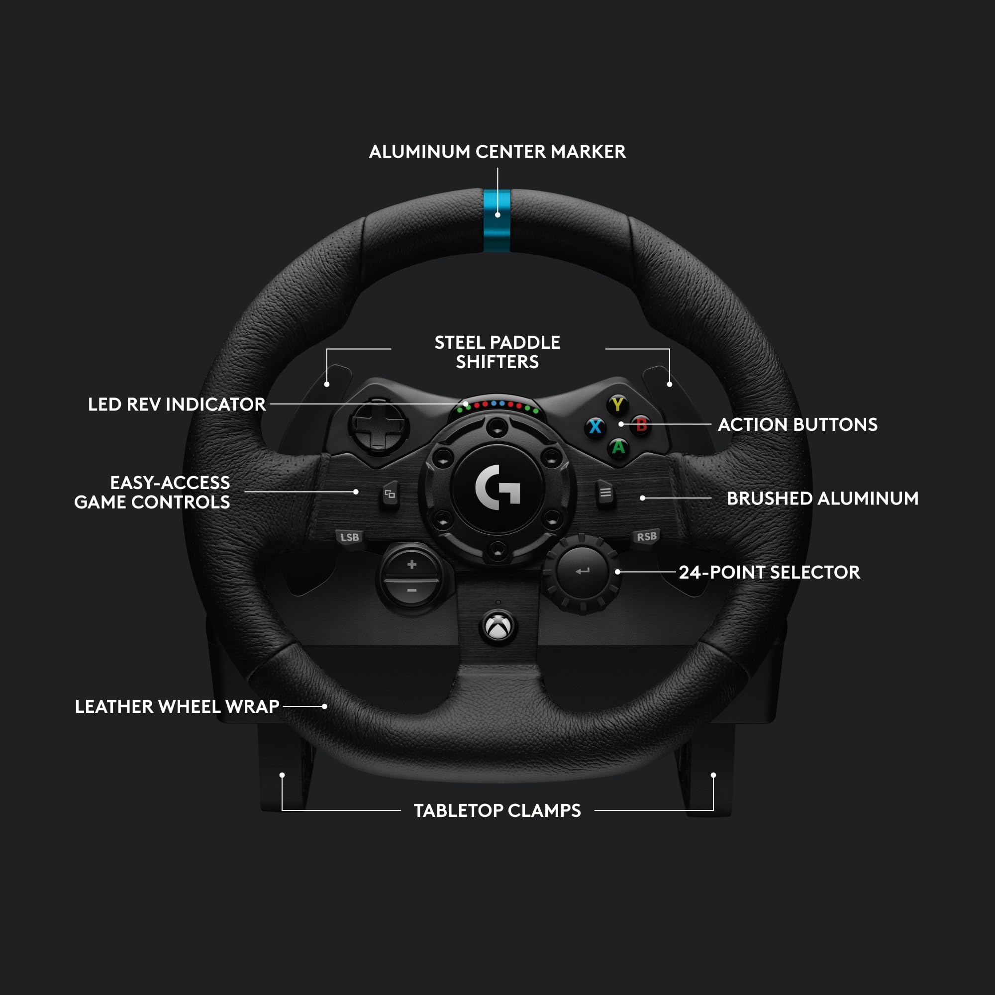 Logitech G923 Volante da Corsa e Pedali per Xbox One e PC, Presa Inglese - Nero & Driving Force Leva di Cambio, 6 Marce di Velocità con manopola ad H, Pomello del Cambio ‎in Vera Pelle, Nero