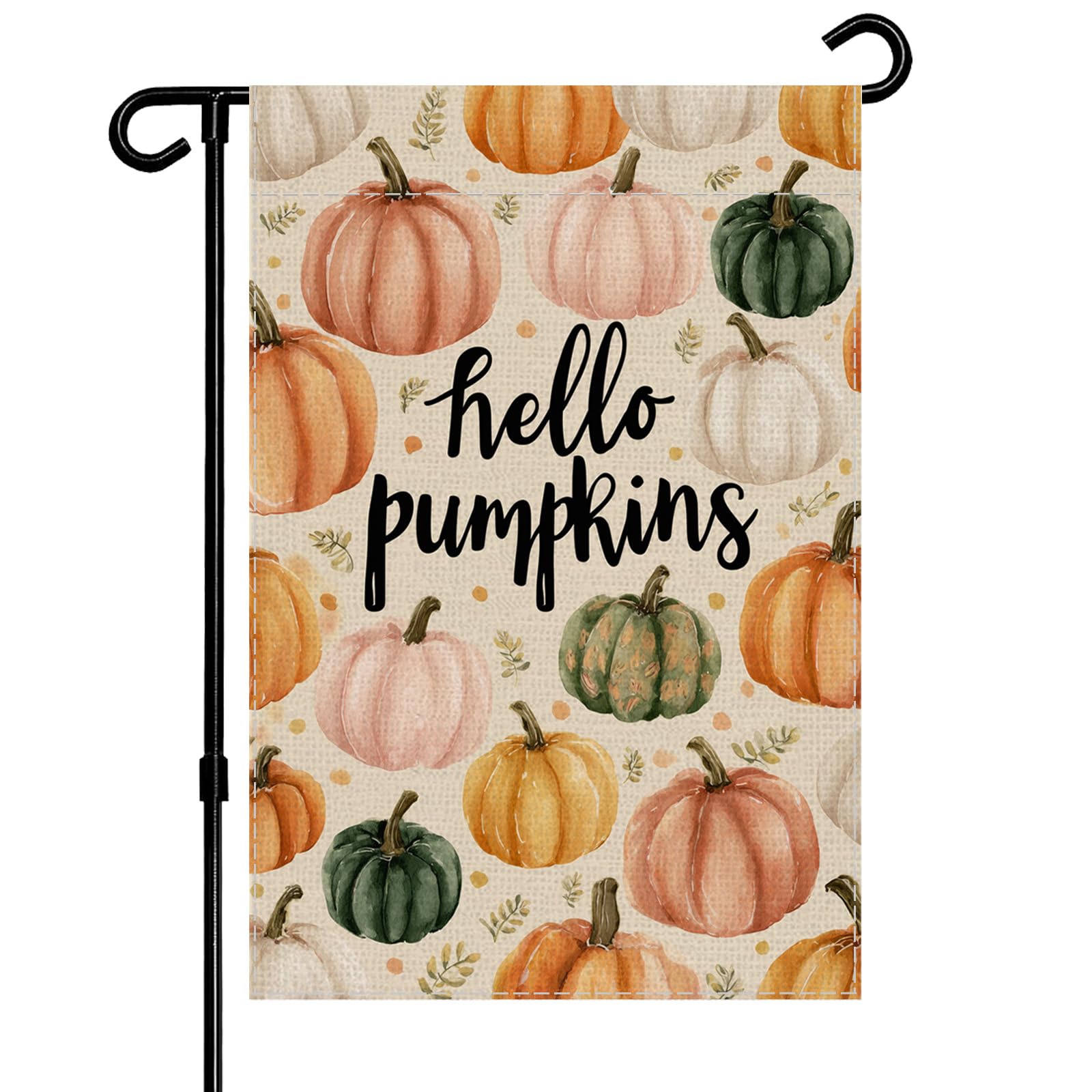 Photo 1 of ALEXMACLIST Hello Pumpkin Fall Garden Flag Thanksgiving Decor For Outside,12x18 Inch Double Sided Burlap Seasonal Autumn Small Flags for Outside, Yard Lawn Outdoor Harvest Banner Sign Decoration Fall Yard Decor Outdoor Flag.