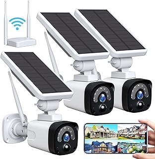 CAMBLINK 4MP Solar Security Cameras Wireless Outdoor 3 Pack, Solar Wireless Security Camera System Outdoor with Night Vision, PIR Motion Detection, 2-Way Audio, App Alert, IP65 Waterproof, SD/Cloud