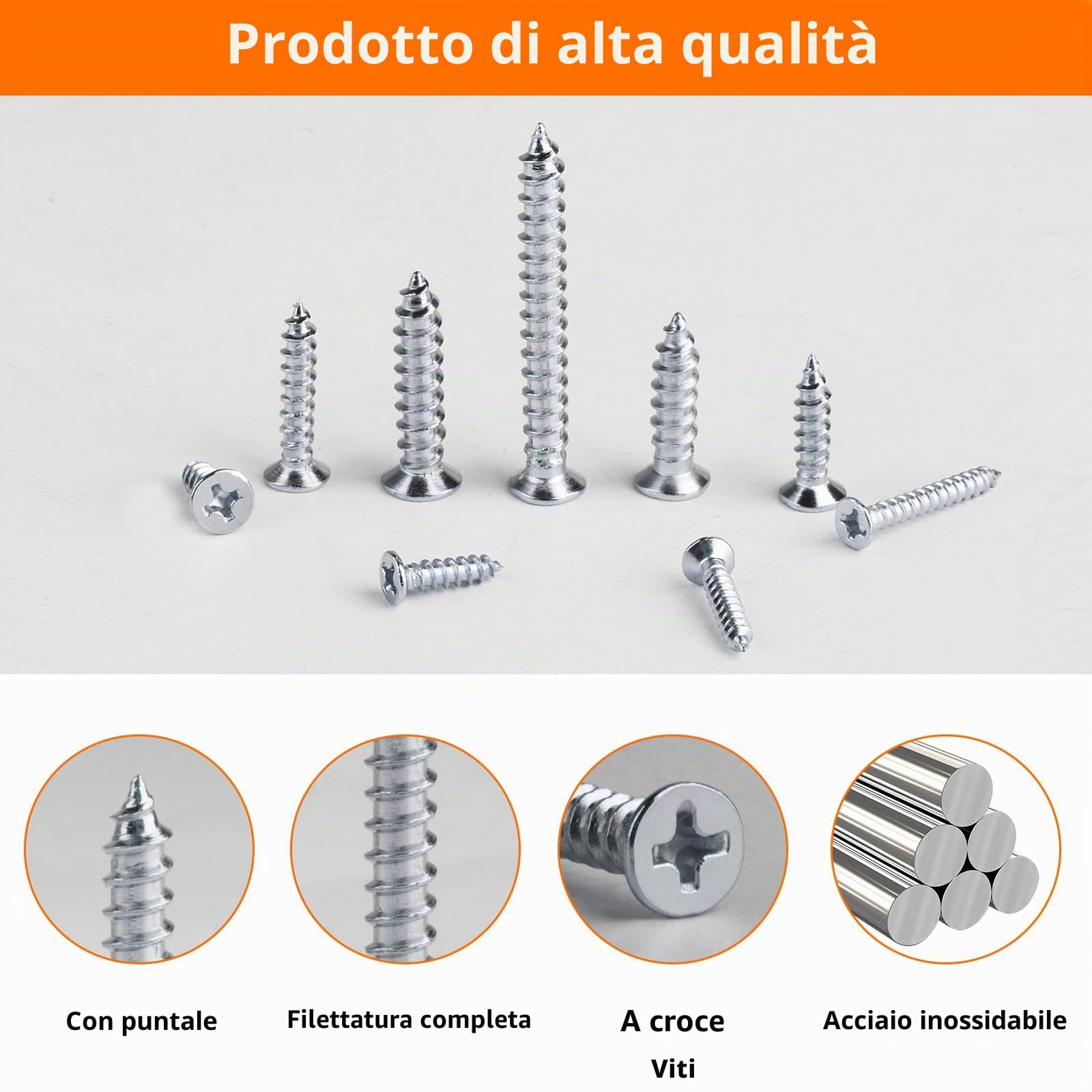 400 Pz M3 M4 M5 Viti Autofilettanti per Legno, Viti a Testa Piatta a Testa a Croce per Lamiera, Viti per Legno a Testa Svasata Croce Assortimento Kit, Set Viti in acciaio INOX