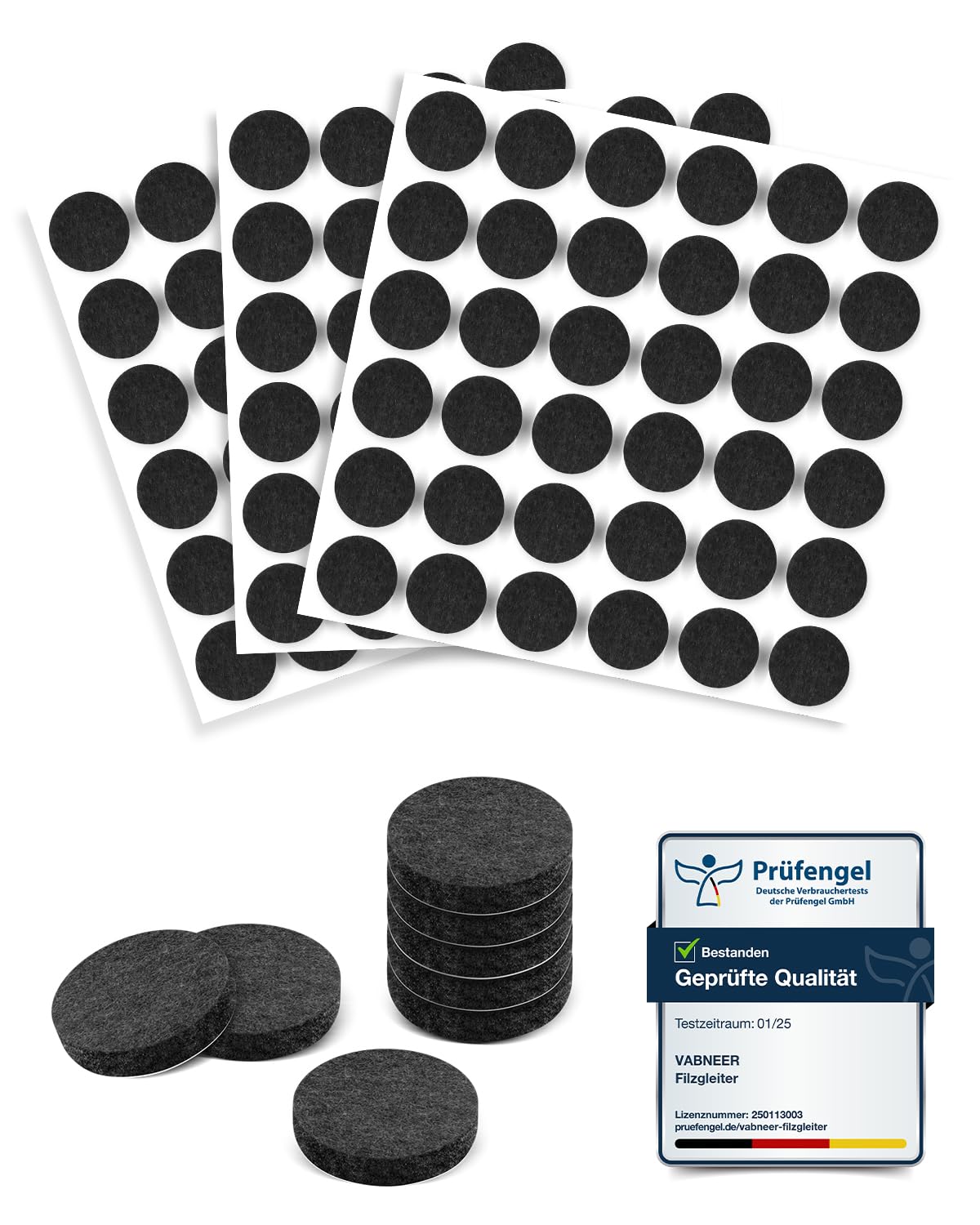 VABNEER Self-Adhesive Felt Pads for Furniture Feet - Chair Leg Floor Protectors 15mm (108pcs), 5mm Thick Felt Furniture Pads for Hardwood/Laminate/Tile Floors, Noise Reduction & Scratch Prevention