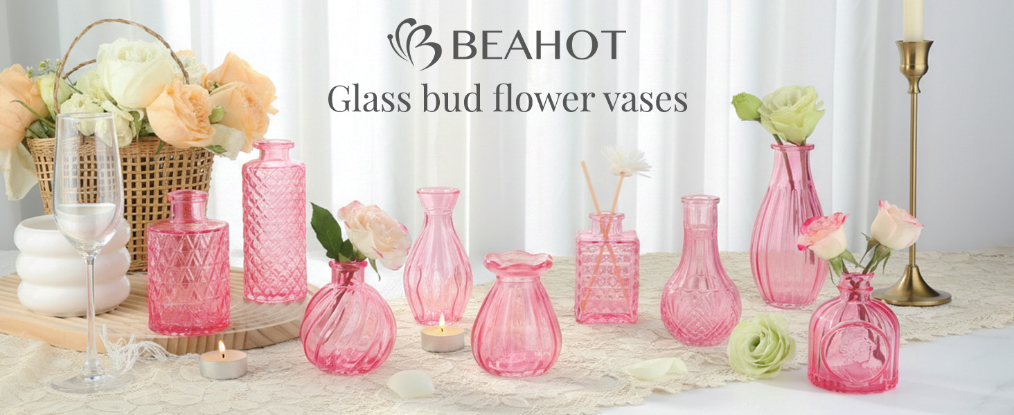 Amazon.com: BEAHOT 24 Pack Pink Bud Vases in Bulk,Mini Glass