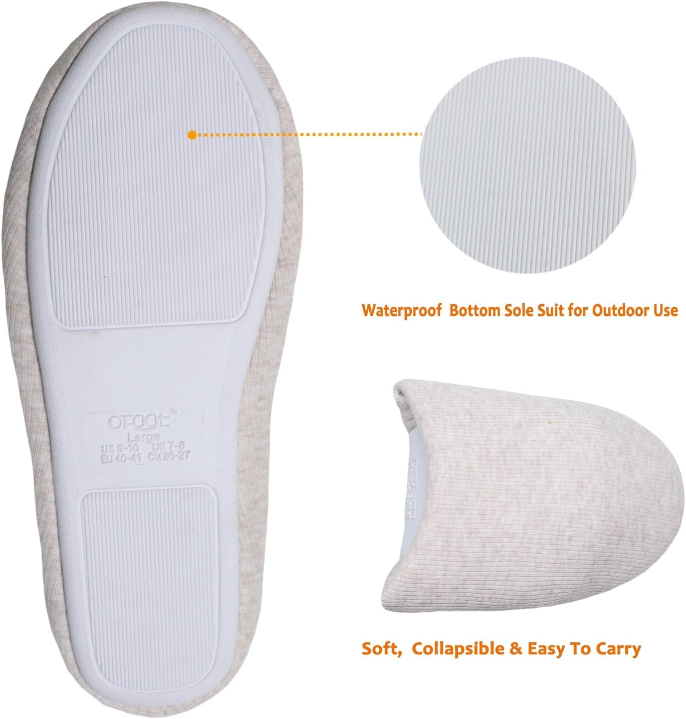 ofoot Women's Non-Slip House Slippers - Lightweight Cotton Memory Foam Indoor Slip-On, Machine Washable & Foldable Travel Design for Home, Yoga, Narrow/Wide Fit Options