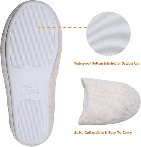 Miniatura 4 de ofoot Pantuflas de algodón lavables de espuma viscoelástica para mujer, para interiores, para dormir, para dormitorio, suela de goma antideslizante