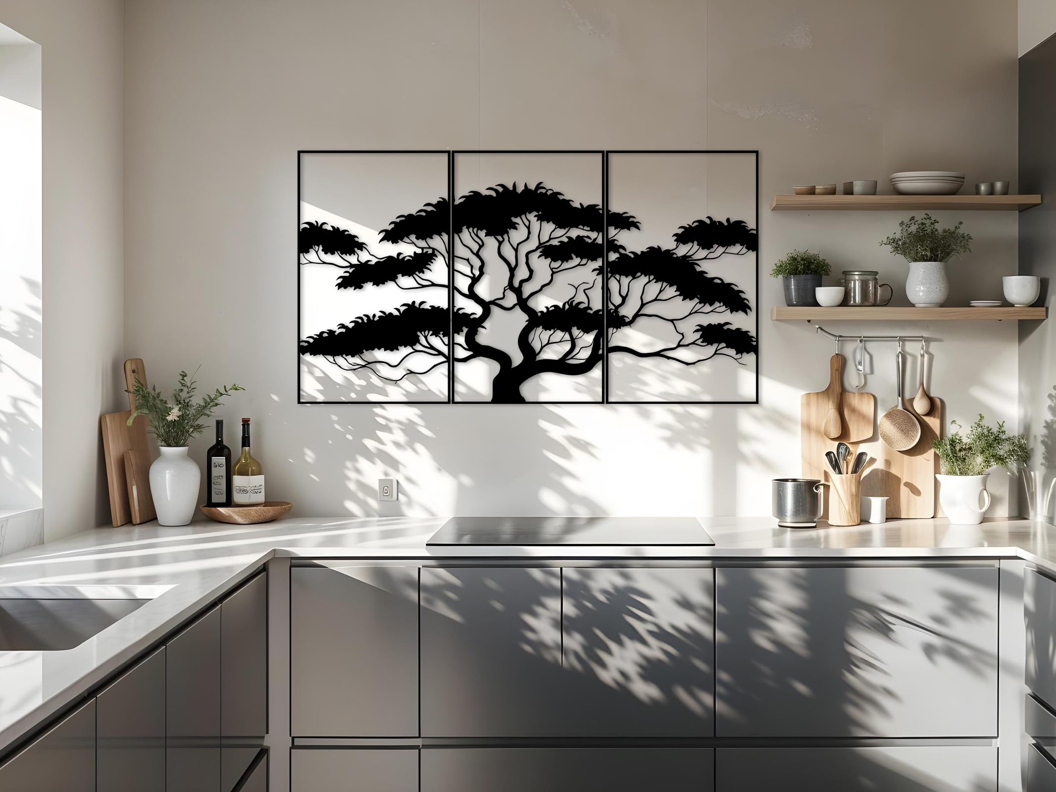 Kajaro Bonsai Quadro da Parete Legno 3 pezzi, 1780x980 mm