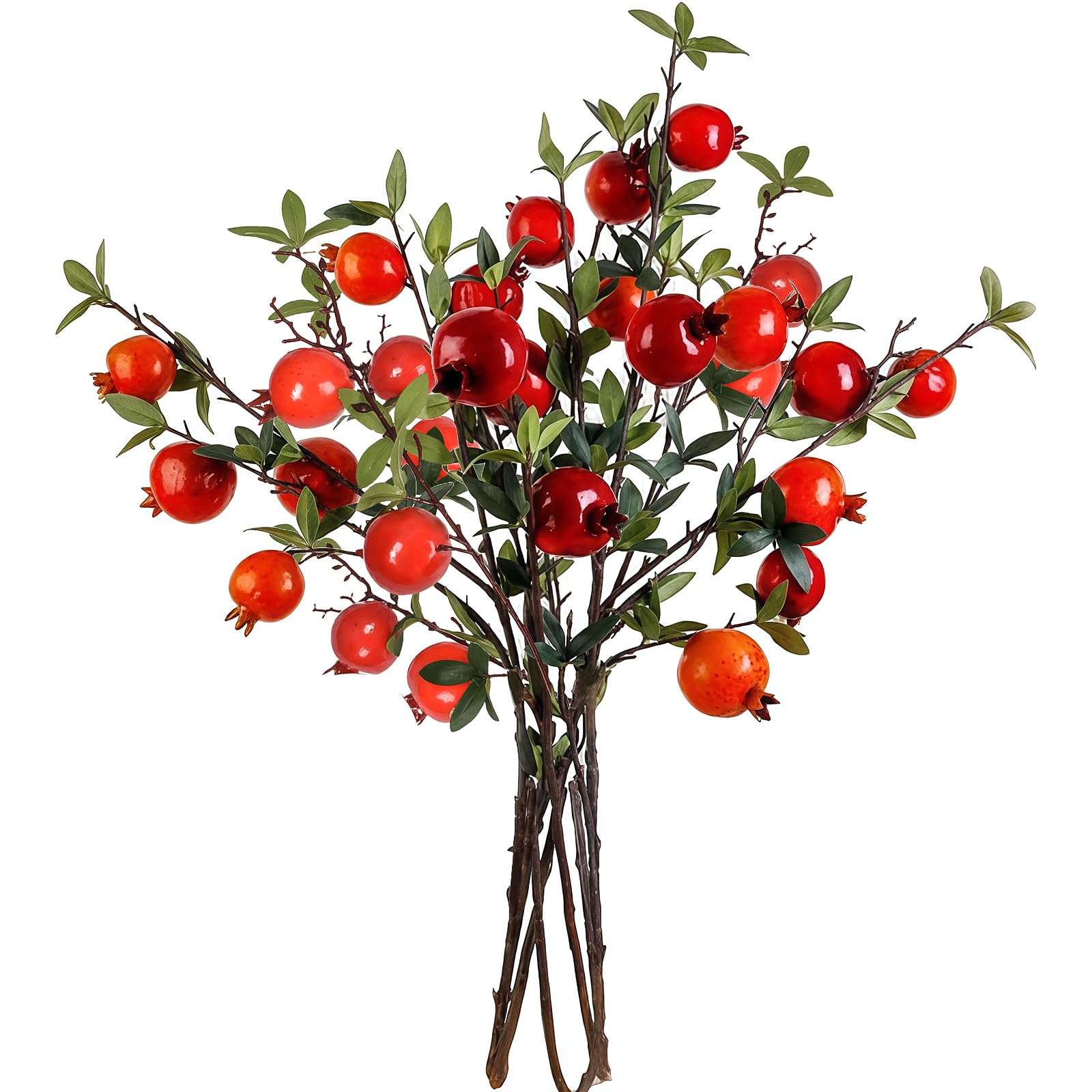 ACJRYO Künstliche Granatapfelzweige, 95 cm, künstliche Granatapfel-Früchte für Vasenfüller, Herbstdekoration, Hochzeitsdekoration, 3 Stück (rot)